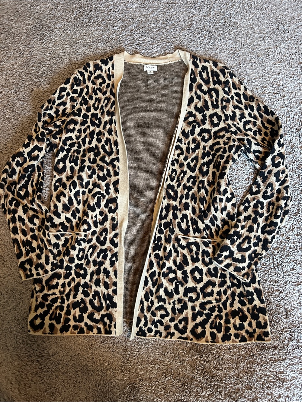 J. Crew Leopard-Print Open Front Cardigan in Tan and Black